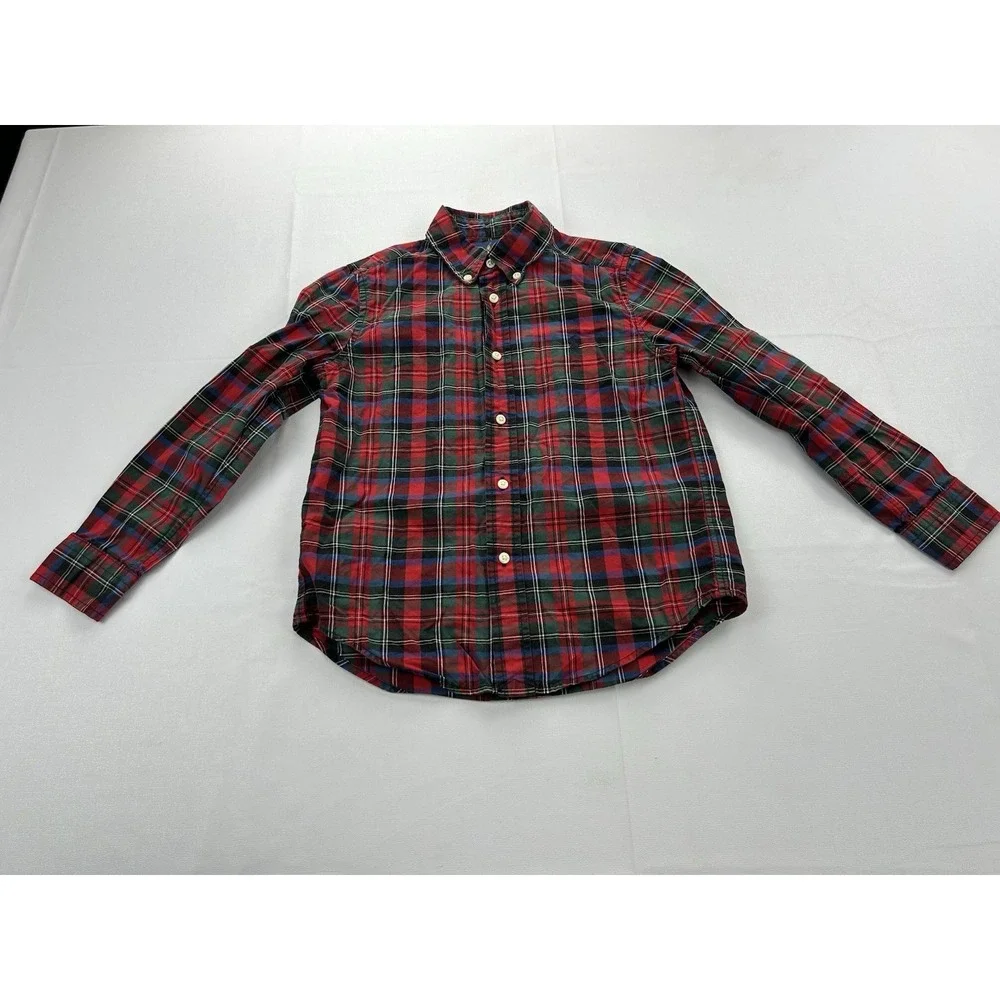 Ralph Lauren Boys Shirt Size 6 Tartan Plaid 100% Cotton Button Down Christmas